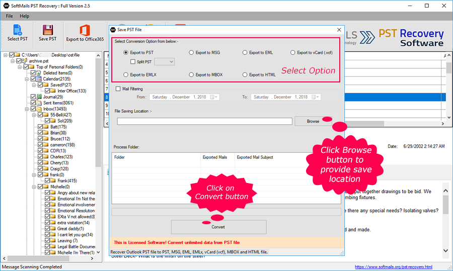 export pst file pst recovery